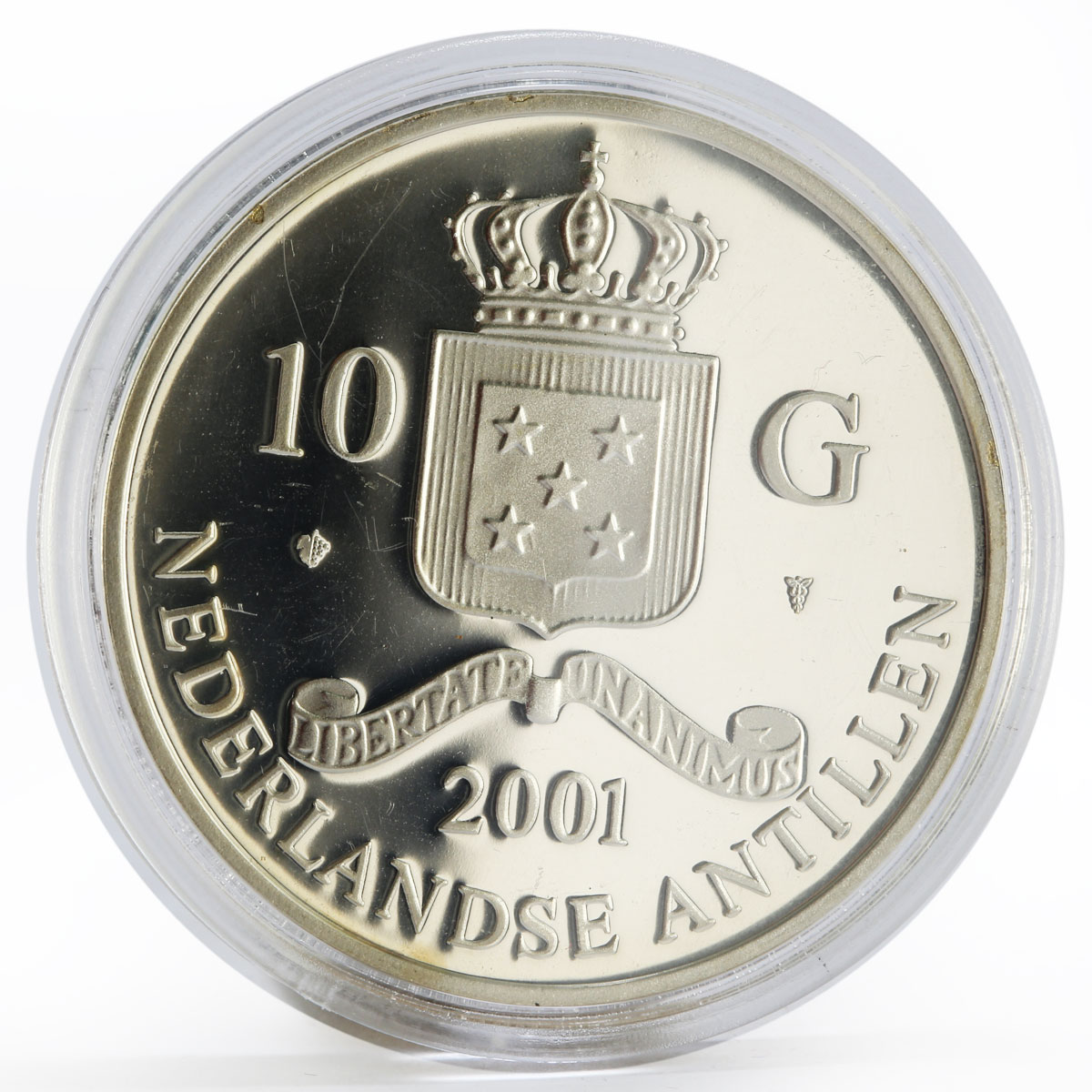 Netherlands Antilles 10 gulden Isabella and Albrecht gilded silver coin 2001