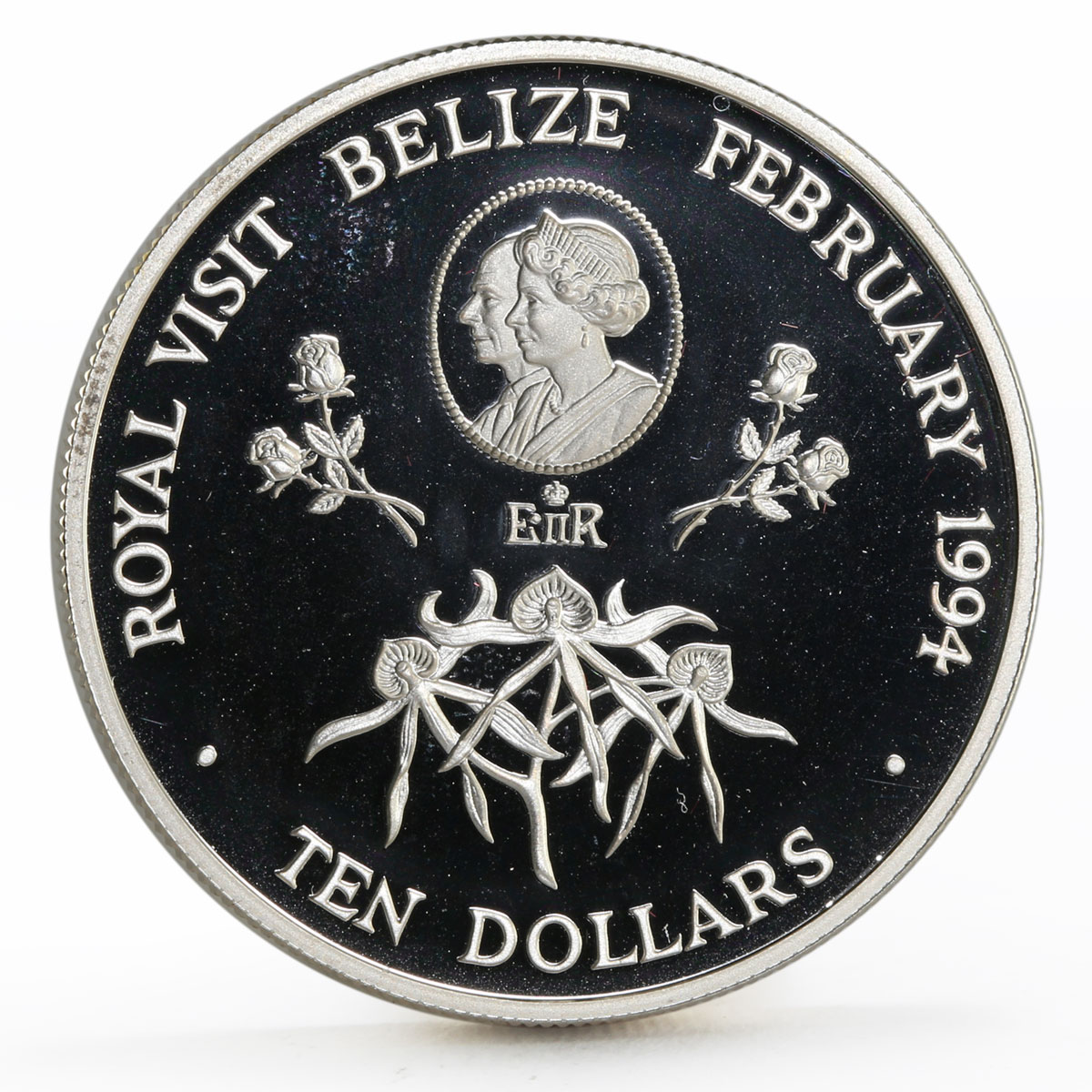 Belize 10 dollars Royal Visit proof silver coin 1994