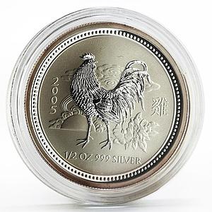 Australia 50 cents Lunar Calendar series I Year of the Rooster silver coin 2005