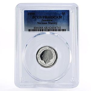 Jamaica 5 dollars Manley Independence PR68 PCGS proof nickel coin 1999