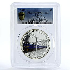 Liberia 5 dollars The Blue Train Railroad PR69 PCGS silver coin 2011