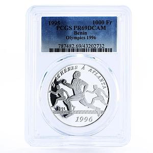 Benin 1000 francs Atlanta Olympic Games Runners PR69 PCGS silver coin 1995