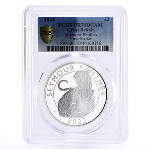 Britain 2 pounds Queen's Beasts Seymour Panther PR70 PCGS silver coin 2022
