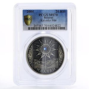 Belarus 20 rubles Kalyadys Star Christmas MS70 PCGS silver coin 2004