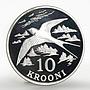 Estonia 10 krooni Barn Swallow bird proof silver coin 1992