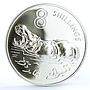Gambia 8 shillings Endangered Wildlife Hippopotamus Fauna proof silver coin 1970