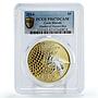 Cook Islands 5 dollars Shades of Nature Bee PR67 PCGS gilded silver coin 2014
