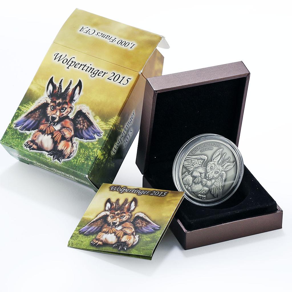 Burkina Faso 1000 francs Chimeras Wolpertinger Jackalope silver coin 2015