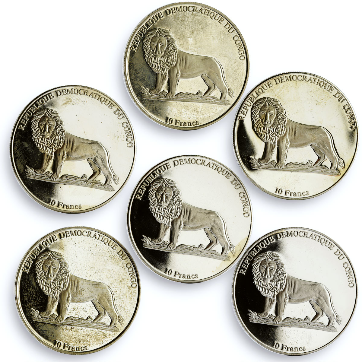 Congo set of 24 coins Historical Automobiles Collection CuNi coins 2002 - 2003