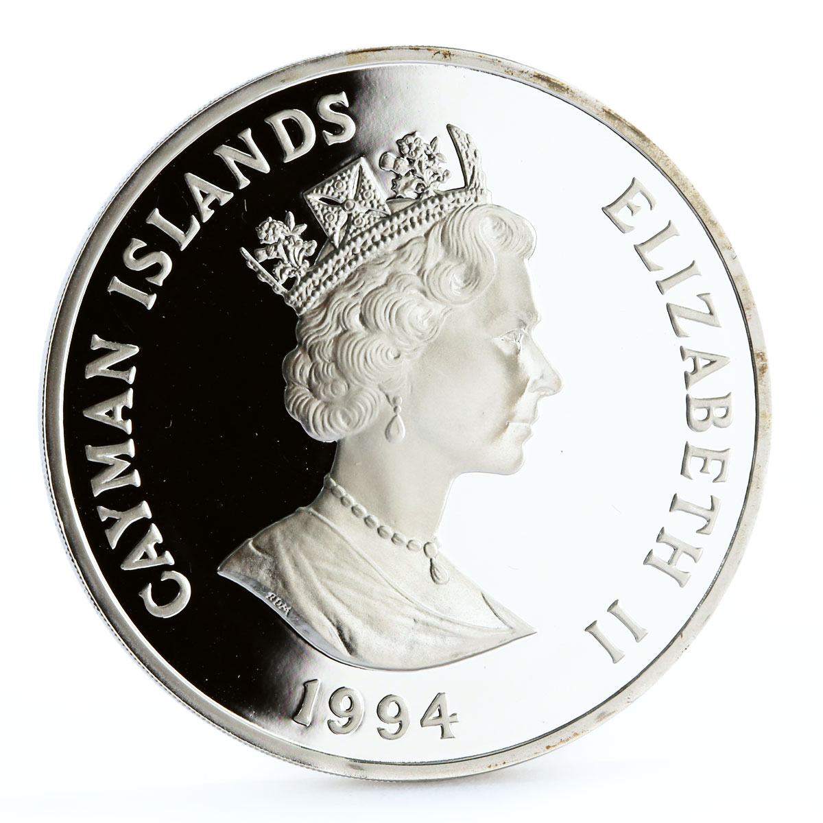 Cayman Islands 1 dollar English Pirate Sir Francis Drake proof silver coin 1994