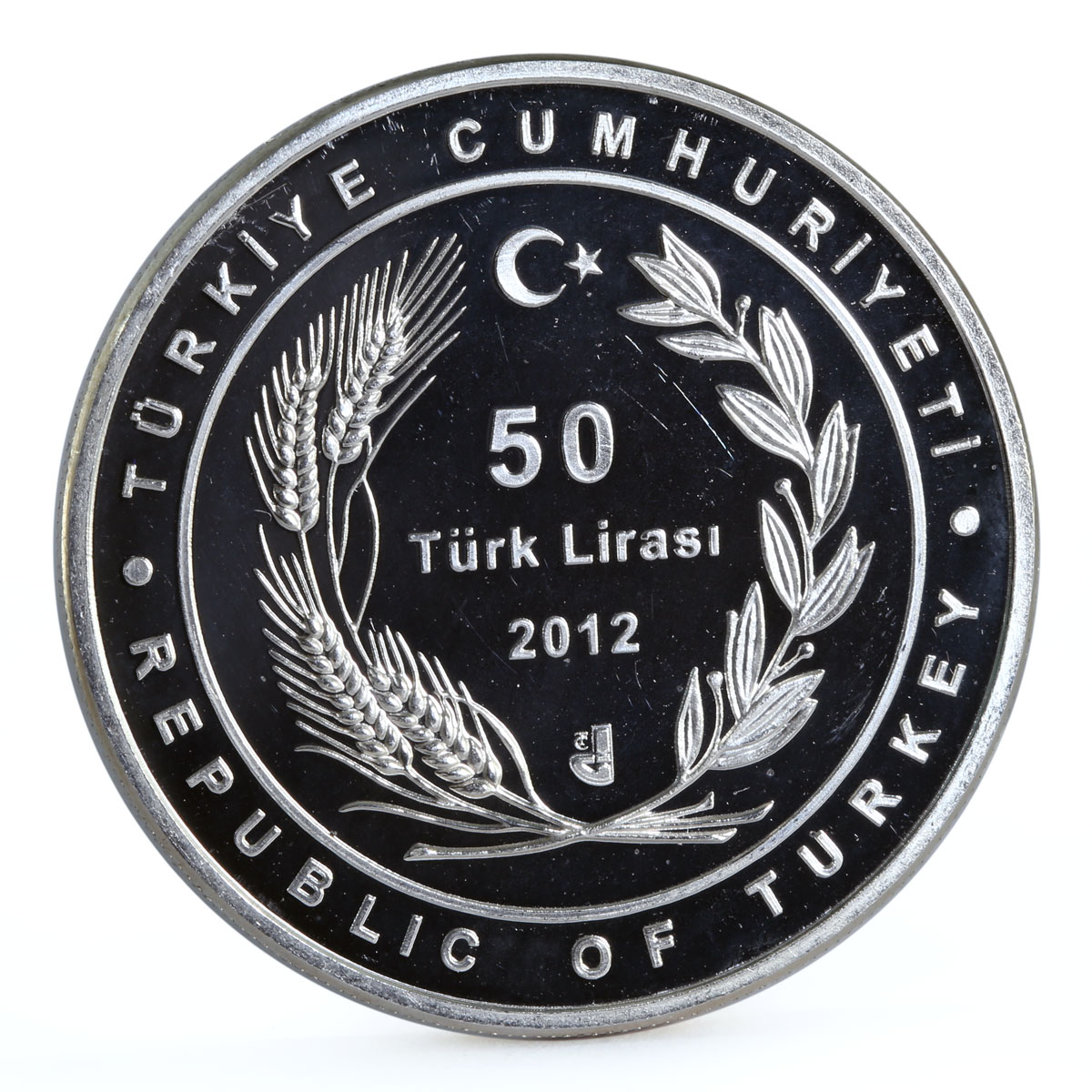 Turkey 50 lira Family and Women Are The Future proof silver coin 2012