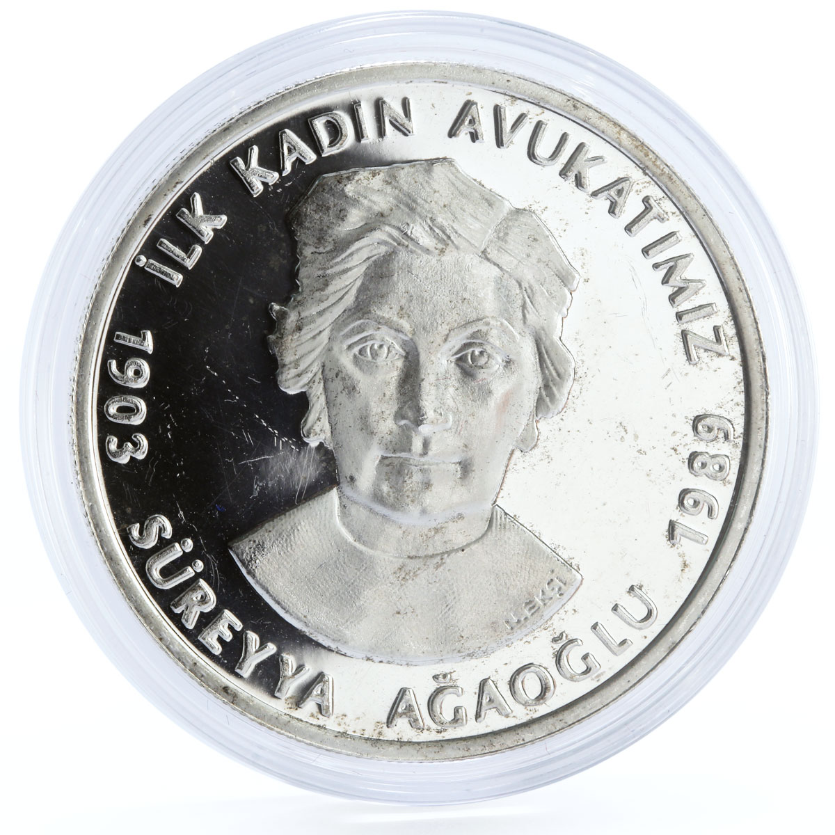 Turkey 15000000 lira Poet and Writer Sureyya Agaoglu Literature silver coin 2003