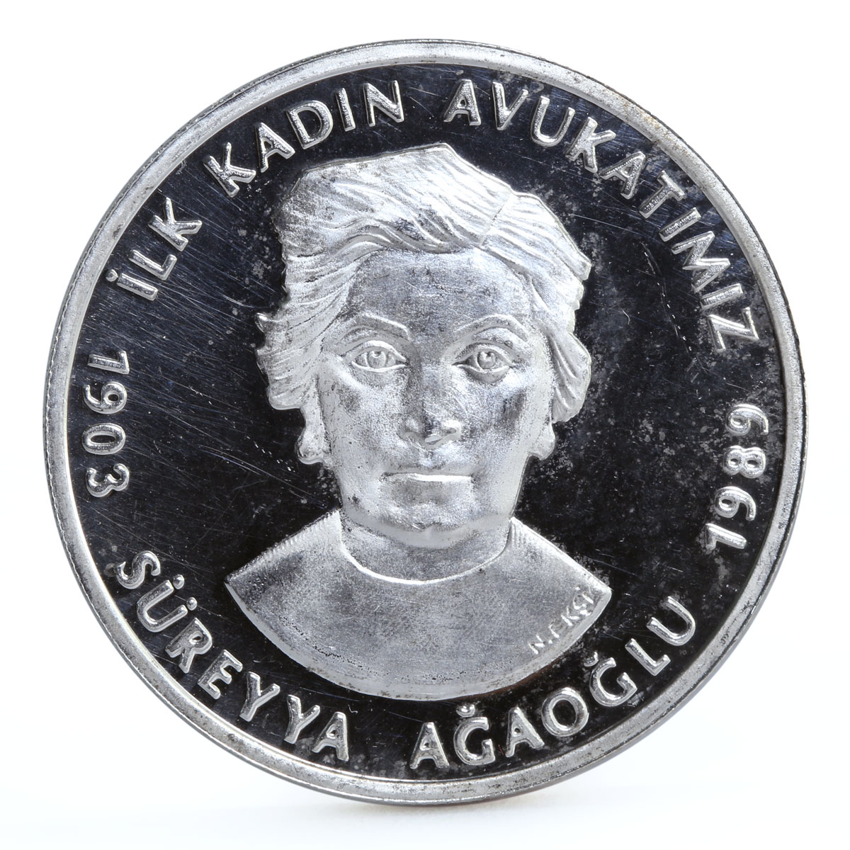 Turkey 15000000 lira Poet and Writer Sureyya Agaoglu Literature silver coin 2003