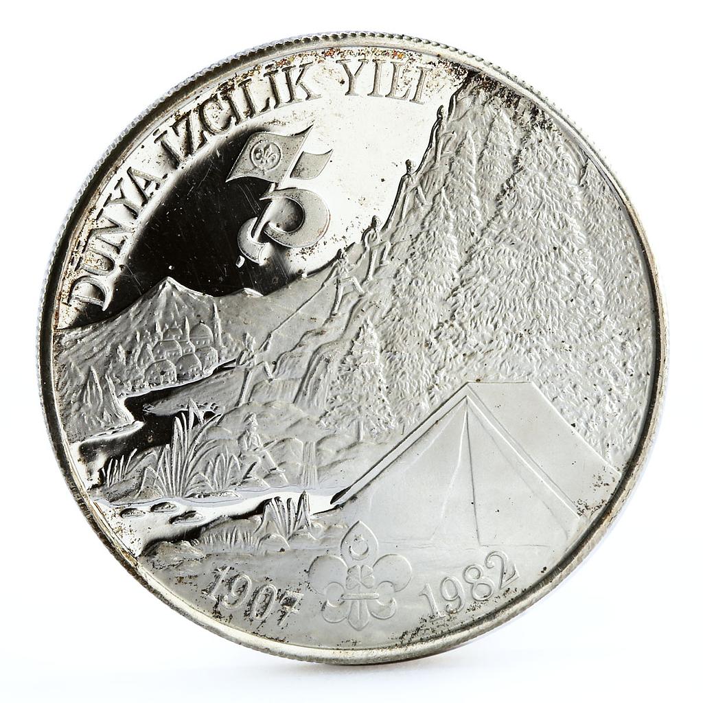 Turkey 3000 lira International Year of Scout Movement proof silver coin 1982