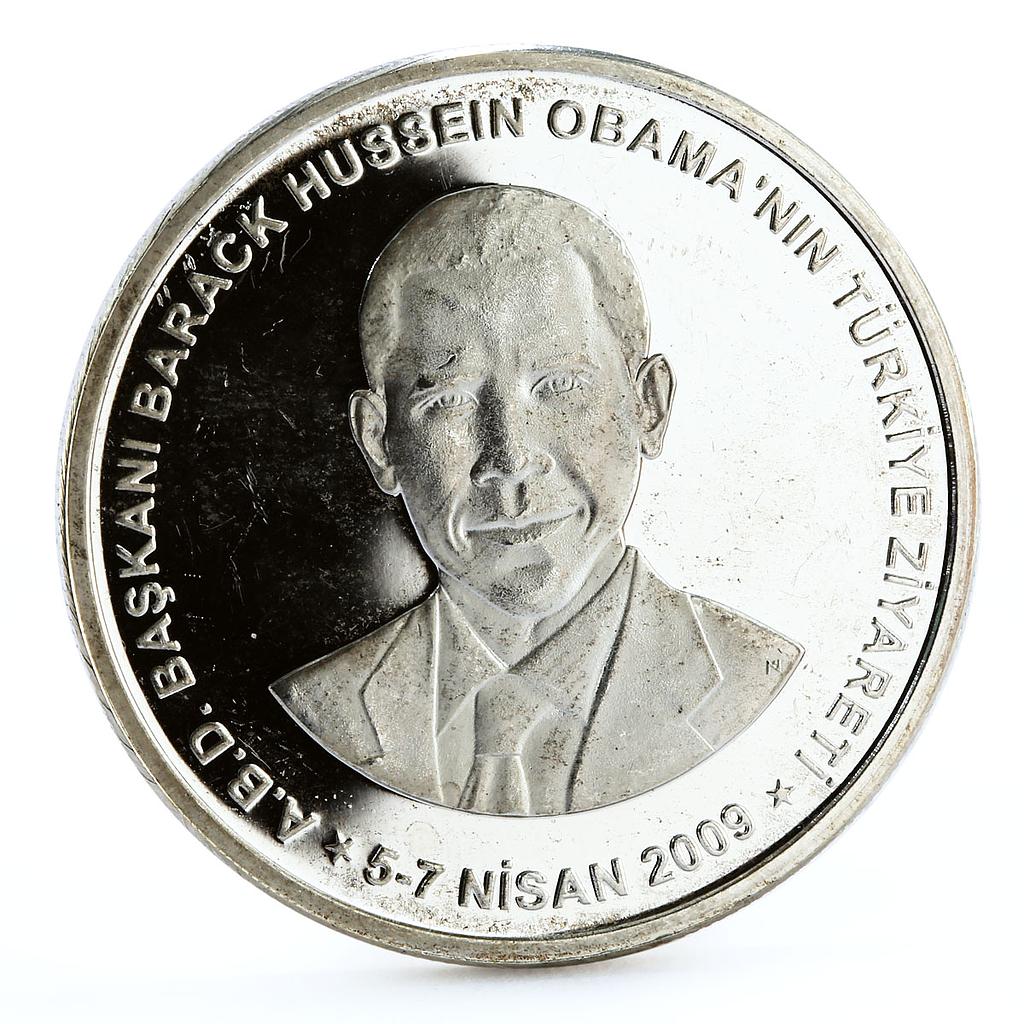 Turkey 50 lira Visit of American President Barack Obama proof silver coin 2009