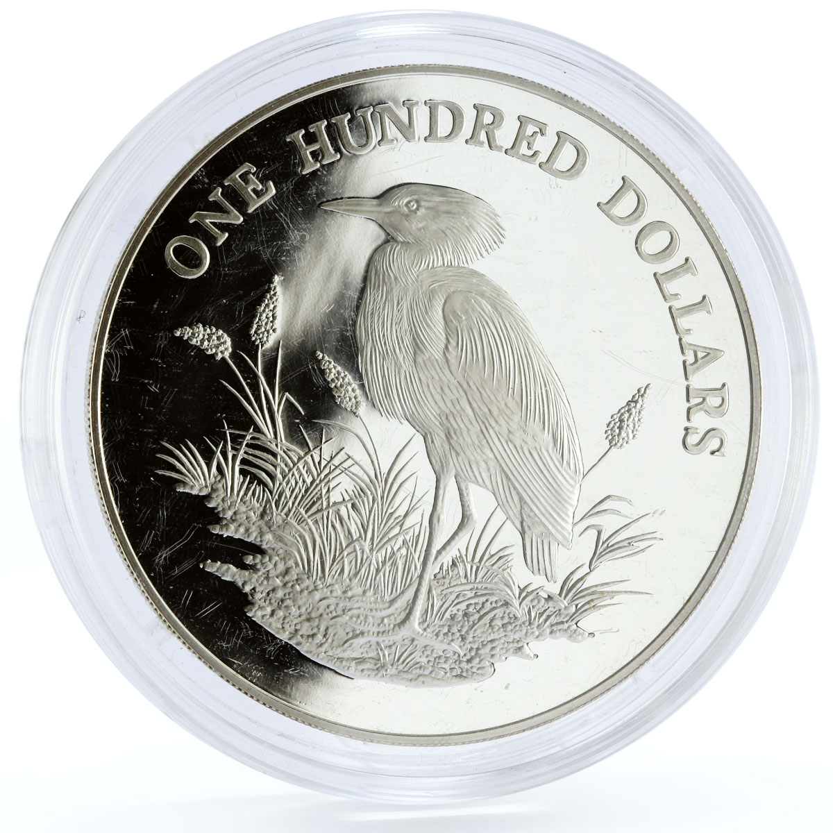 Antigua and Barbuda 100 dollars Endangered Wildlife Ibis Bird silver coin 1988