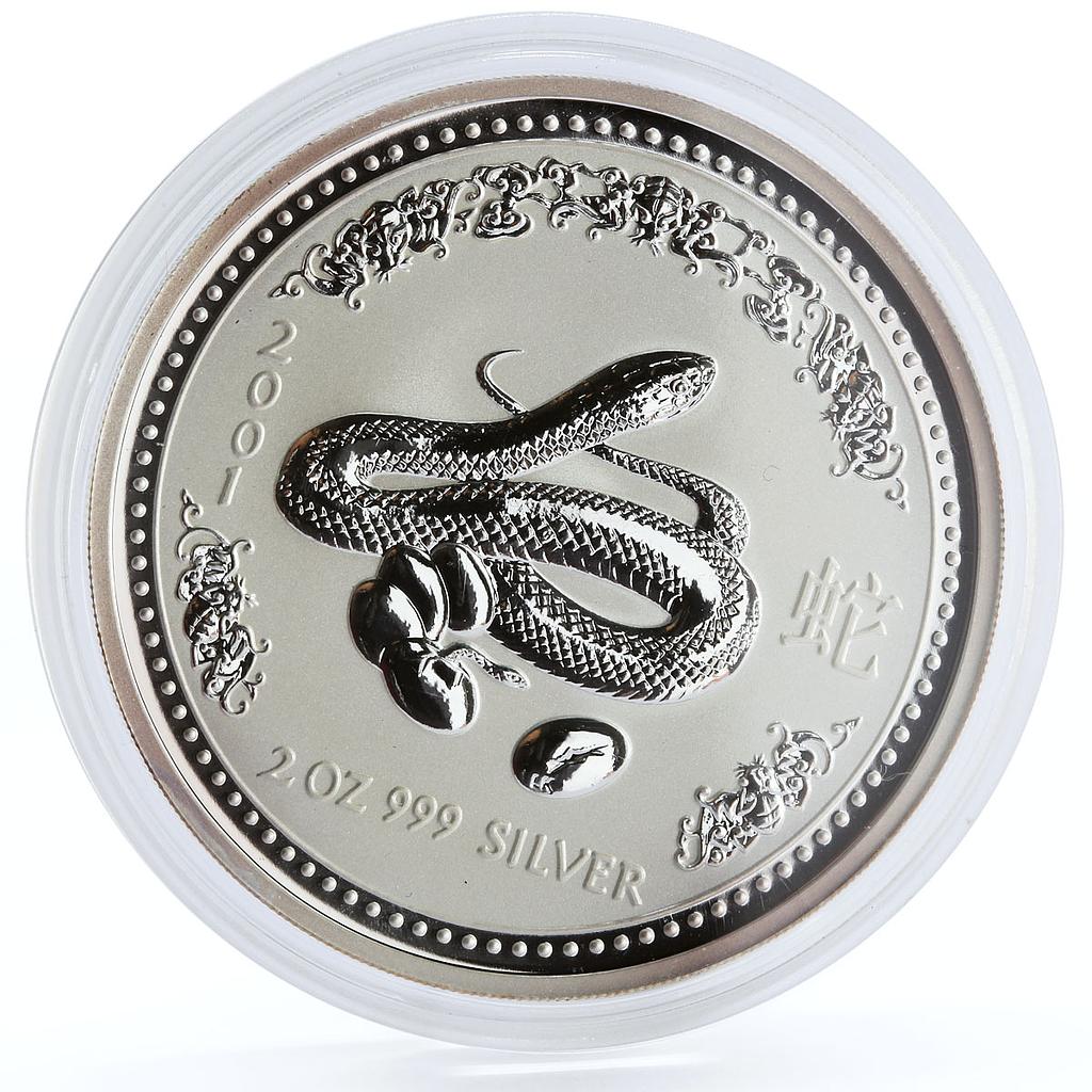 Australia 2 dollars Lunar Calendar series I Year of the Snake silver coin 2001