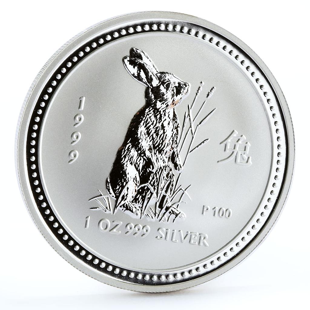 Australia 1 dollar Lunar Calendar series I Year of the Rabbit silver coin 1999