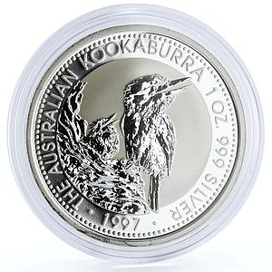 Australia 1 dollar Kookaburra Bird Fauna silver coin 1997