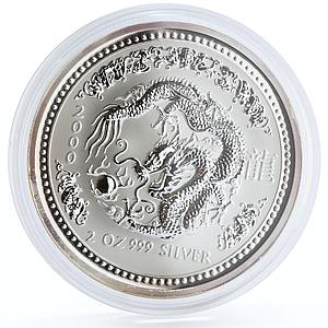 Australia 2 dollars Lunar Calendar series I Year of the Dragon silver coin 2000