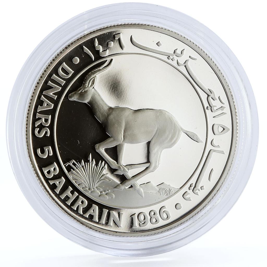 Bahrain 5 dinars World Wildlife Fund series Gazelle silver coin 1986