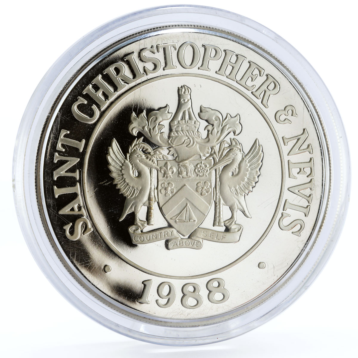 St Kitts and Nevis 100 dollars Endangered Wildlife Humming Bird silver coin 1988