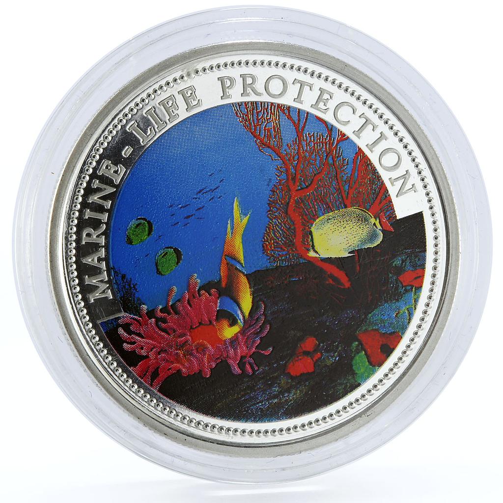 Palau 5 dollars Marine Life Protection series Fish Ocean Scene silver coin 1994