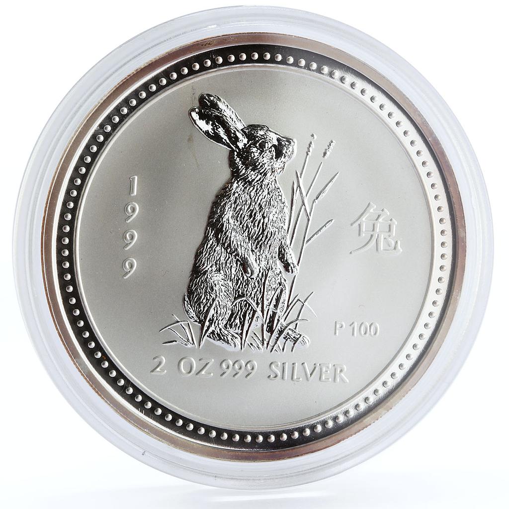 Australia 2 dollars Lunar Calendar series I Year of the Rabbit silver coin 1999