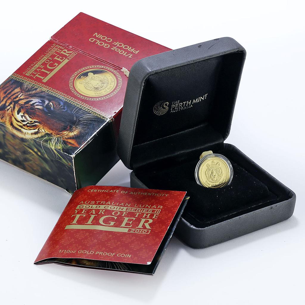 Australia 15 dollars Lunar Calendar series II Year of the Tiger gold coin 2010