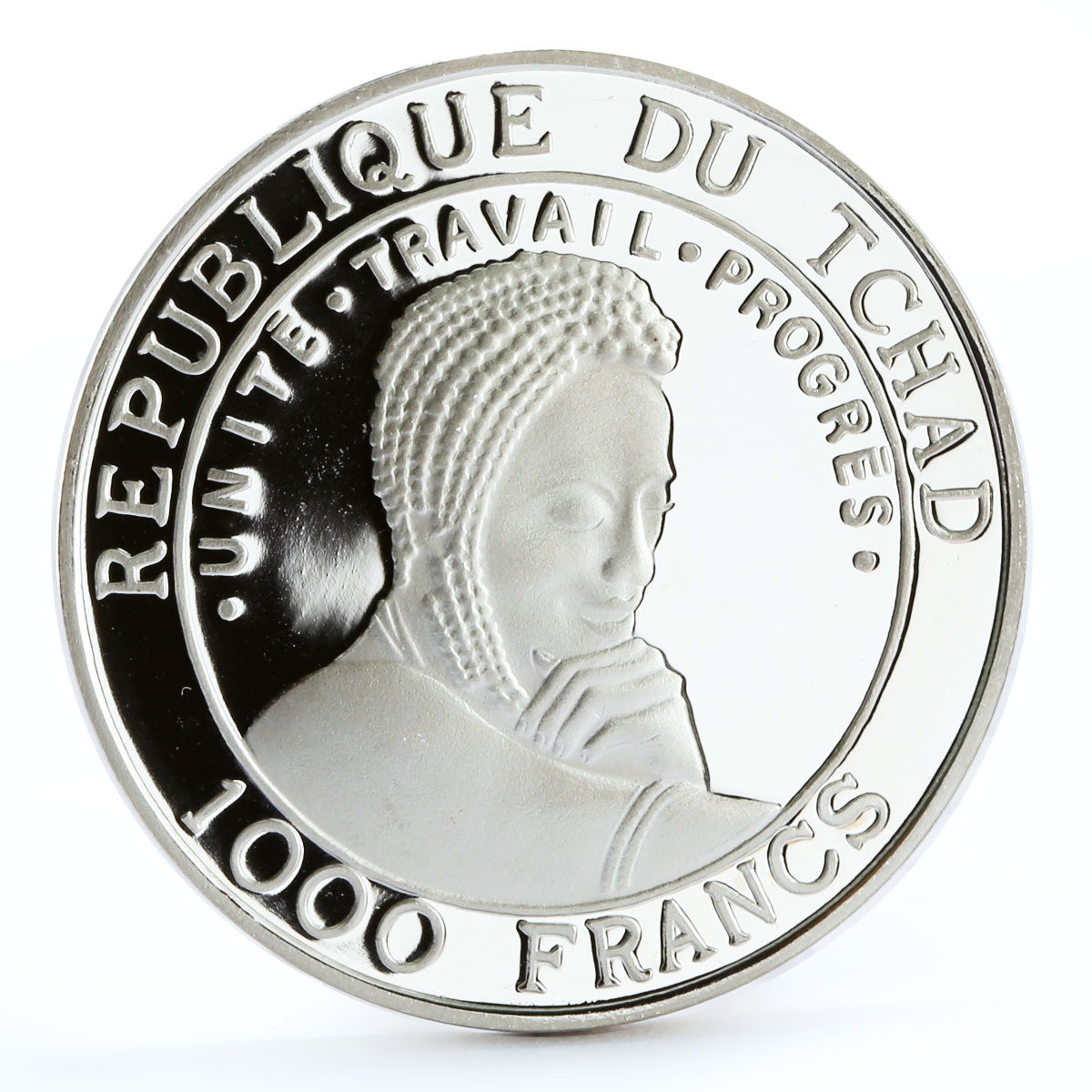 Chad 1000 francs Endangered Wildlife Okapi Johnson Fauna silver coin 1999