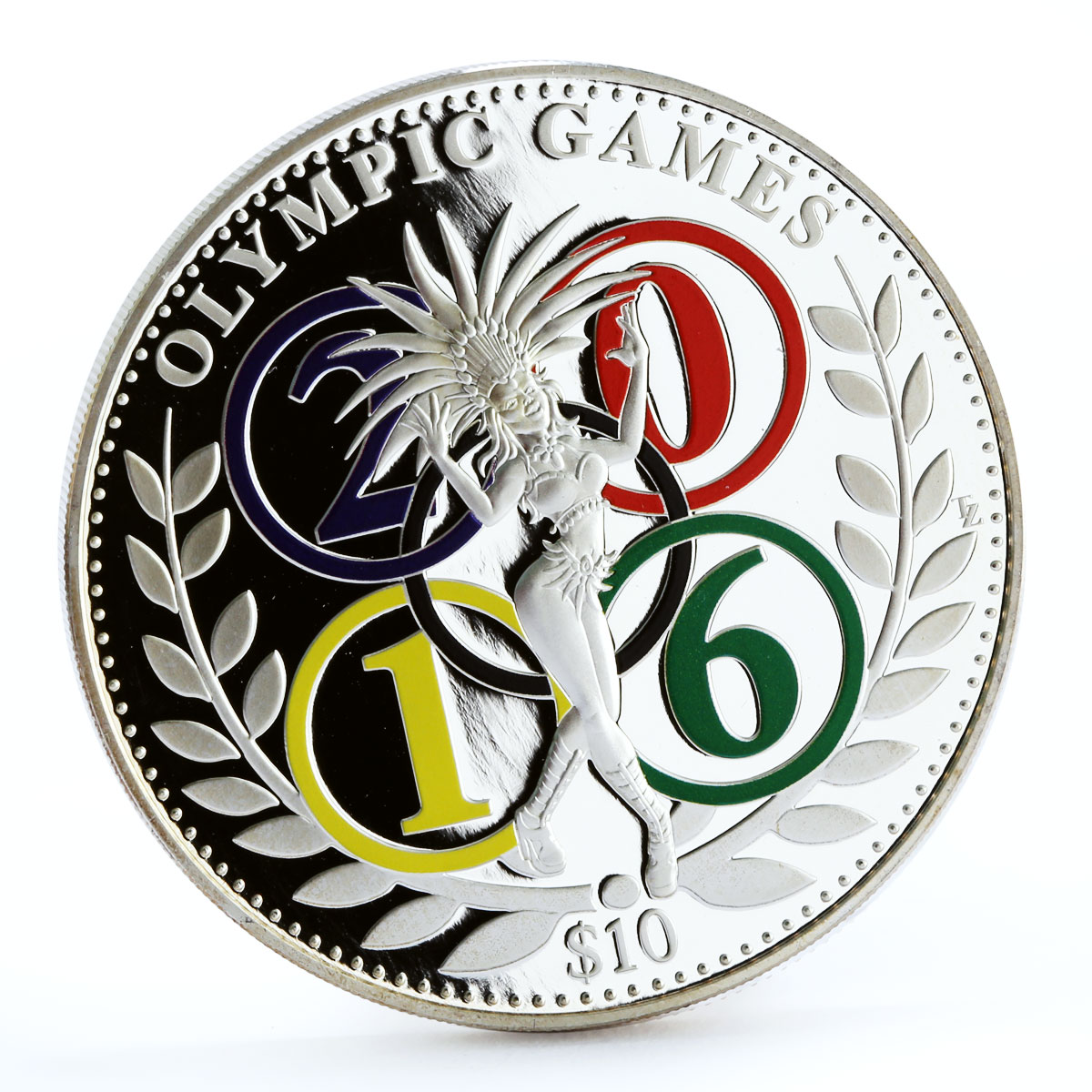 Cook Islands 10 dollars Rio Olympic Games Carnaval Girl Sports silver coin 2015