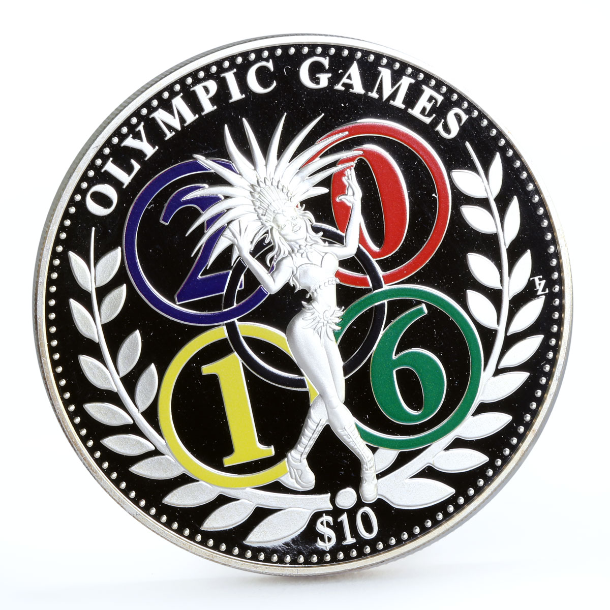 Cook Islands 10 dollars Rio Olympic Games Carnaval Girl Sports silver coin 2015