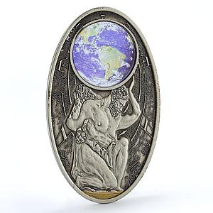 Fiji 10 dollars Apocalypse Greek Titan Atlas Mythology hologram silver coin 2012