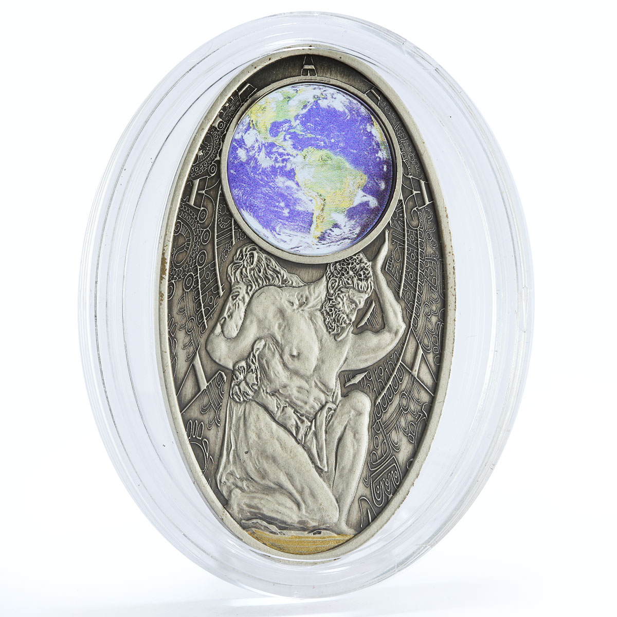 Fiji 10 dollars Apocalypse Greek Titan Atlas Mythology hologram silver coin 2012