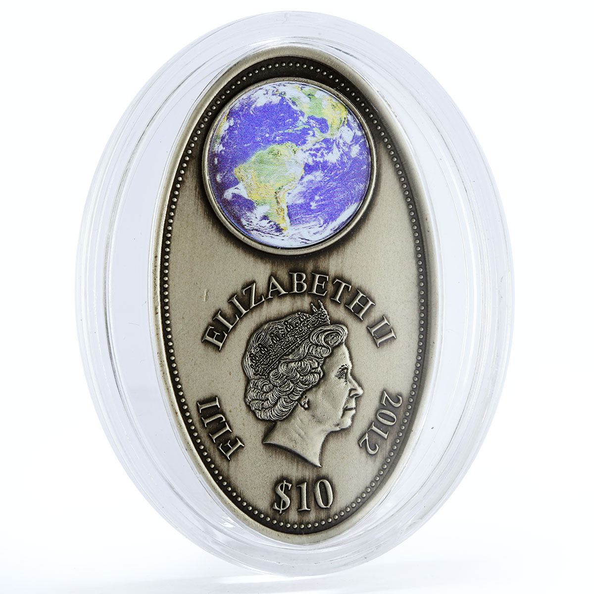 Fiji 10 dollars Apocalypse Greek Titan Atlas Mythology hologram silver coin 2012
