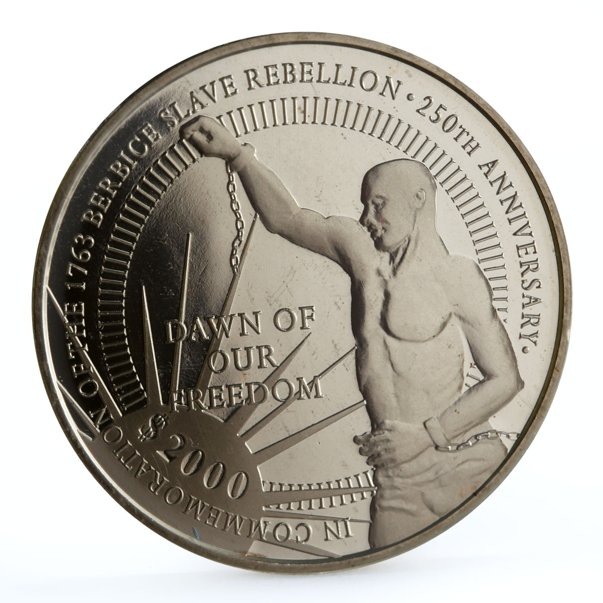 Guyana 2000 dollars Berbice Slave Rebellion Dawn of Our Freedom CuNi coin 2013