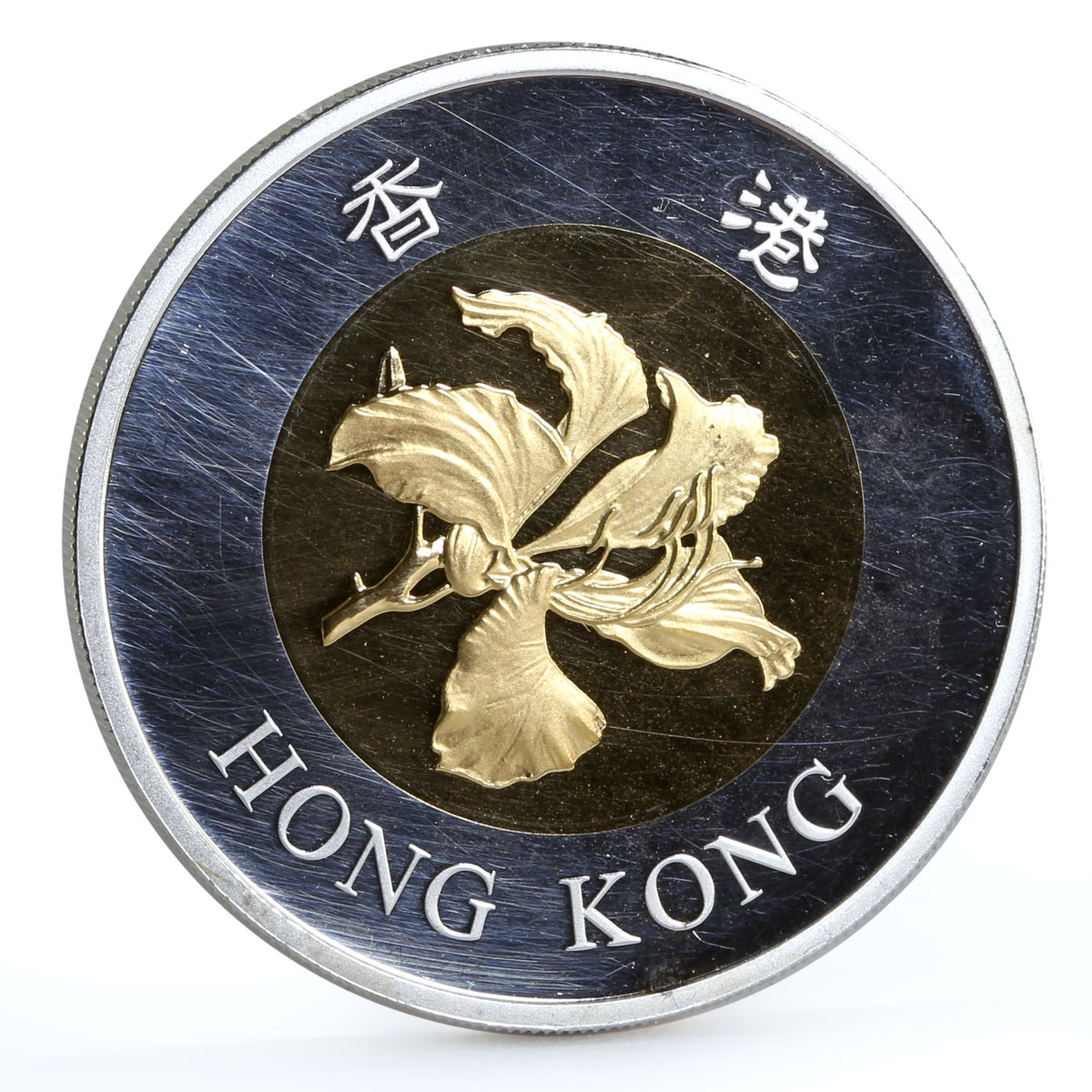 Hong Kong 50 dollars Good Luck Make Your Wish True gilded silver coin 2002