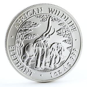 Zambia 5000 kwacha African Wildlife series Elephant silver coin 2003