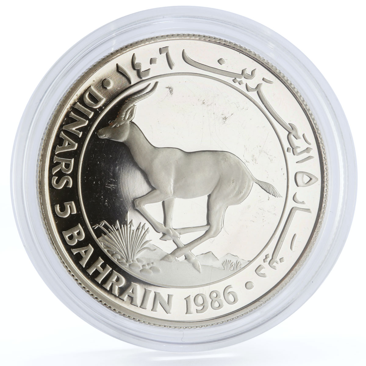 Bahrain 5 dinars World Wildlife Fund series Gazelle silver coin 1986