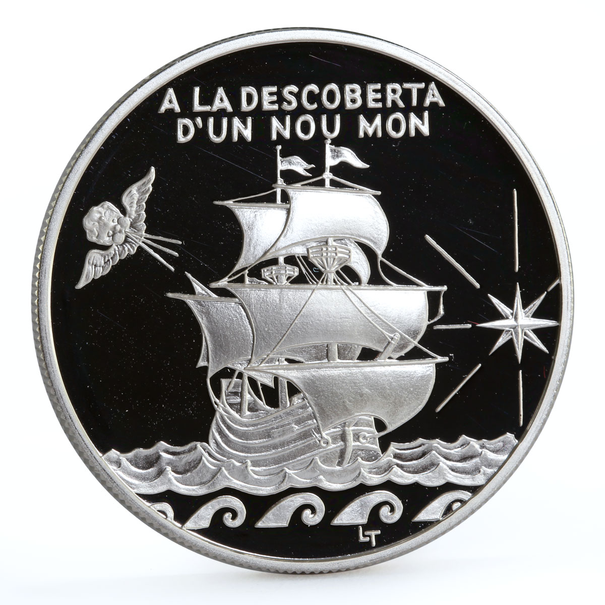 Andorra 10 diners Discovery of the New World Ship Clipper silver coin 1994