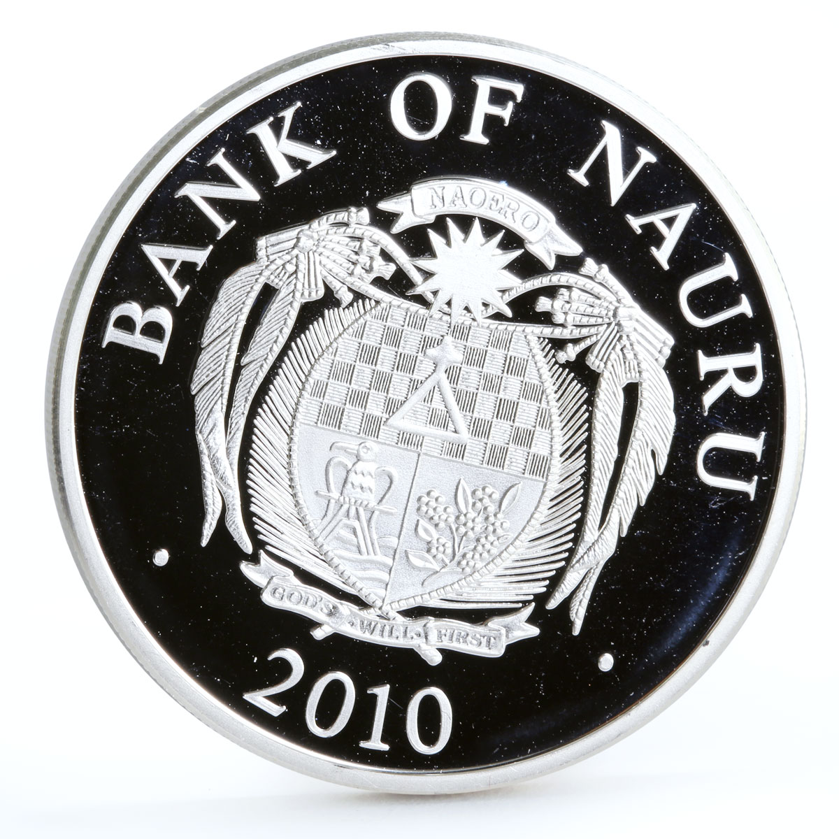 Nauru 10 dollars Football World Cup in South Africa Octopus silver coin 2010