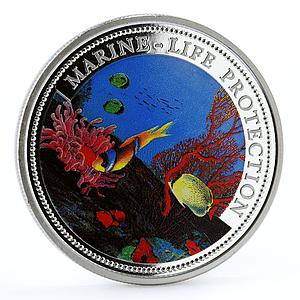 Palau 5 dollars Marine Life Protection series Fish Ocean Scene silver coin 1994