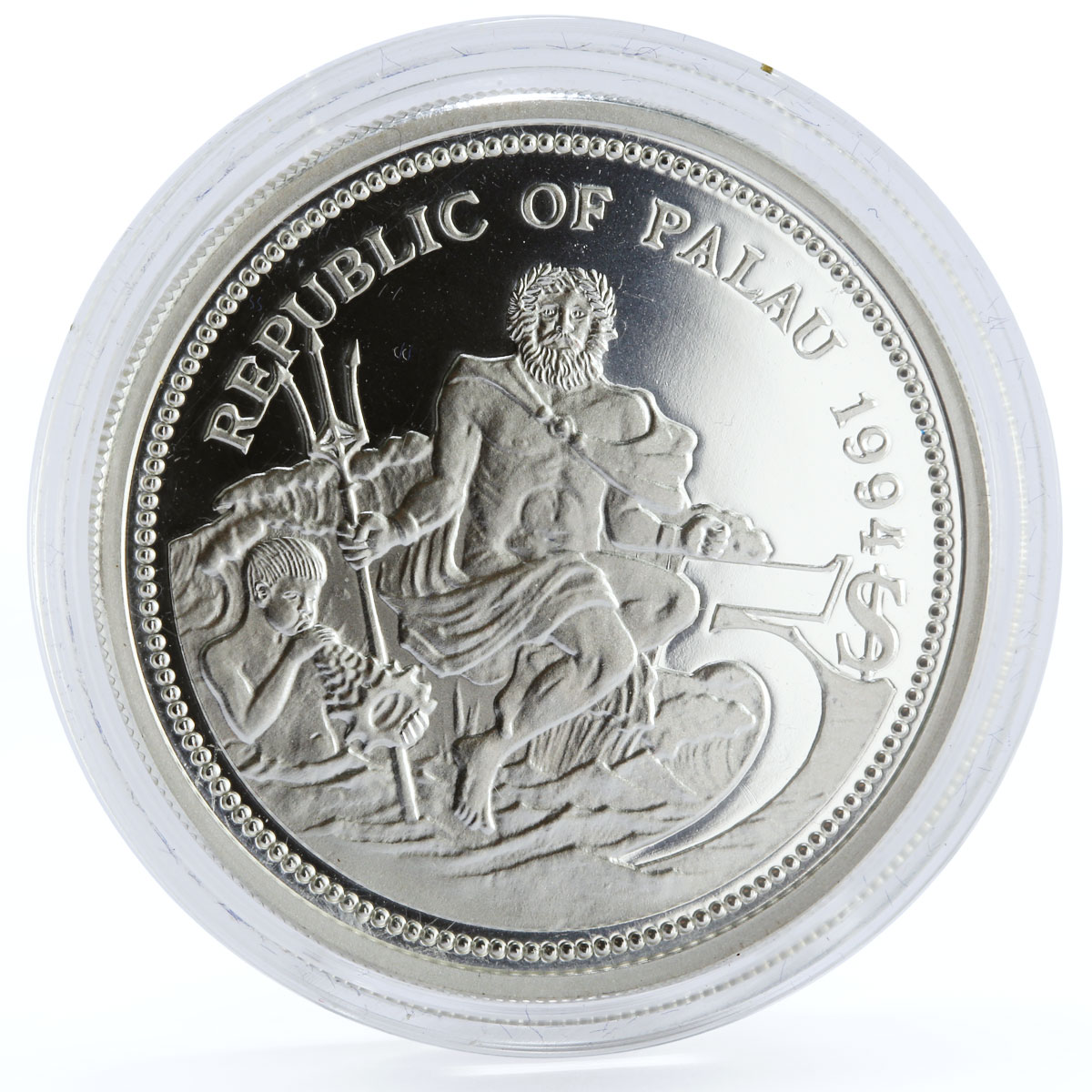 Palau 5 dollars Marine Life Protection series Fish Ocean Scene silver coin 1994