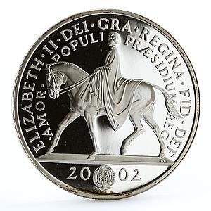 Britain 5 pounds Royal Golden Jubilee Queen on Horseback proof silver coin 2002