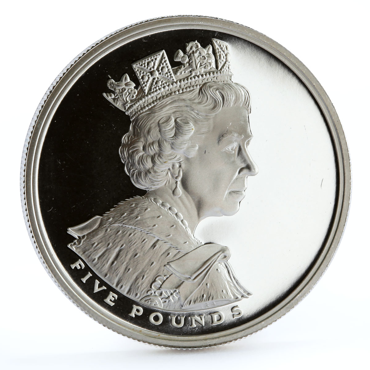 Britain 5 pounds Royal Golden Jubilee Queen on Horseback proof silver coin 2002