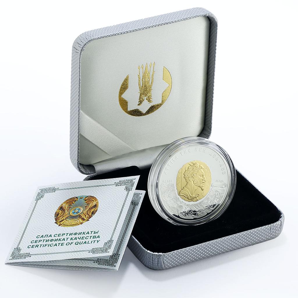 Kazakhstan 100 tenge Great Commanders Attila The Hun proof silver coin 2009