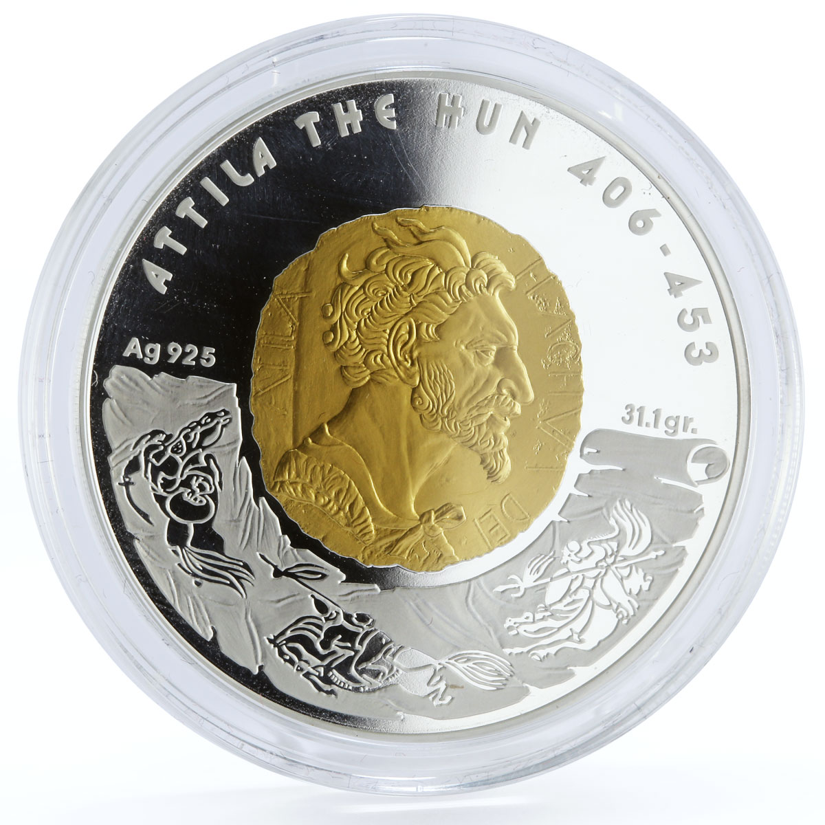 Kazakhstan 100 tenge Great Commanders Attila The Hun proof silver coin 2009