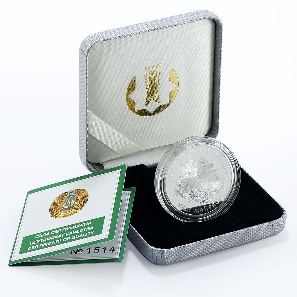 Kazakhstan 500 tenge Endangered Wildlife Porcupine Fauna proof silver coin 2009