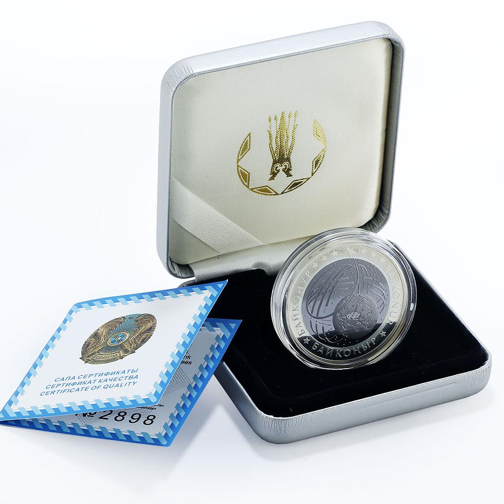 Kazakhstan 500 tenge Space Launch Station Baikonur proof bimetal AgTa coin 2012