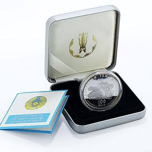 Kazakhstan 500 tenge National Railways Trains Railroads silver coin 2004